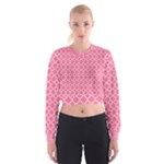 Soft Pink Quatrefoil Pattern Women s Cropped Sweatshirt