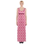 Soft Pink Quatrefoil Pattern Maxi Thigh Split Dress