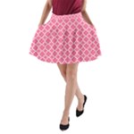 Soft Pink Quatrefoil Pattern A-Line Pocket Skirt