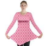 Soft Pink Quatrefoil Pattern Long Sleeve Tunic 