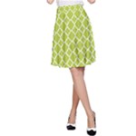 Spring green quatrefoil pattern A-Line Skirt