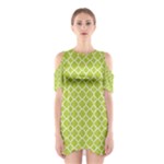 Spring green quatrefoil pattern Women s Cutout Shoulder Dress