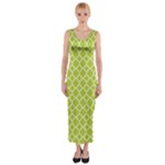 Spring green quatrefoil pattern Fitted Maxi Dress