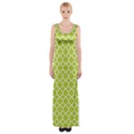 Spring green quatrefoil pattern Maxi Thigh Split Dress