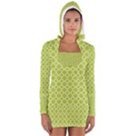 Spring green quatrefoil pattern Women s Long Sleeve Hooded T-shirt