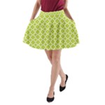 Spring green quatrefoil pattern A-Line Pocket Skirt