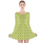 Spring green quatrefoil pattern Long Sleeve Velvet Skater Dress