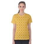 Sunny yellow quatrefoil pattern Women s Cotton Tee