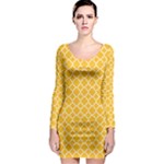 Sunny yellow quatrefoil pattern Long Sleeve Bodycon Dress