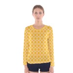 Sunny yellow quatrefoil pattern Women s Long Sleeve Tee
