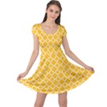 Sunny yellow quatrefoil pattern Cap Sleeve Dress