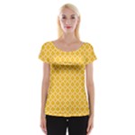 Sunny yellow quatrefoil pattern Women s Cap Sleeve Top