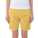 Sunny yellow quatrefoil pattern Women s Basketball Shorts