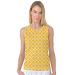 Sunny yellow quatrefoil pattern Women s Basketball Tank Top