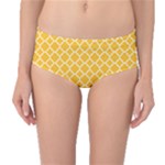 Sunny yellow quatrefoil pattern Mid-Waist Bikini Bottoms