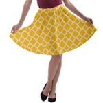 Sunny yellow quatrefoil pattern A-line Skater Skirt