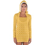 Sunny yellow quatrefoil pattern Women s Long Sleeve Hooded T-shirt