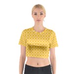 Sunny yellow quatrefoil pattern Cotton Crop Top