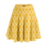 Sunny yellow quatrefoil pattern High Waist Skirt