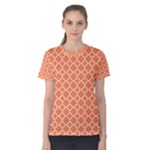 Tangerine orange quatrefoil pattern Women s Cotton Tee