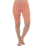 Tangerine orange quatrefoil pattern Cropped Leggings 