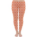 Tangerine orange quatrefoil pattern Winter Leggings 