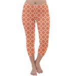Tangerine orange quatrefoil pattern Capri Winter Leggings 