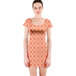 Tangerine orange quatrefoil pattern Short Sleeve Bodycon Dress