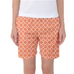 Tangerine orange quatrefoil pattern Women s Basketball Shorts