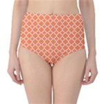 Tangerine orange quatrefoil pattern High-Waist Bikini Bottoms