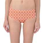 Tangerine orange quatrefoil pattern Mid-Waist Bikini Bottoms