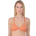 Tangerine orange quatrefoil pattern Reversible Tri Bikini Top