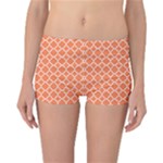 Tangerine orange quatrefoil pattern Reversible Boyleg Bikini Bottoms