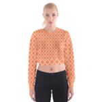 Tangerine orange quatrefoil pattern Women s Cropped Sweatshirt
