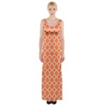 Tangerine orange quatrefoil pattern Maxi Thigh Split Dress