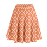 Tangerine orange quatrefoil pattern High Waist Skirt