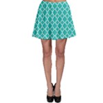 Turquoise quatrefoil pattern Skater Skirt