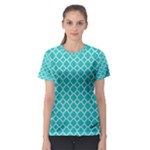 Turquoise quatrefoil pattern Women s Sport Mesh Tee