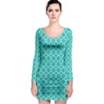Turquoise quatrefoil pattern Long Sleeve Bodycon Dress