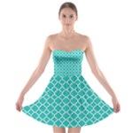 Turquoise quatrefoil pattern Strapless Bra Top Dress