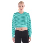 Turquoise quatrefoil pattern Women s Cropped Sweatshirt