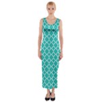 Turquoise quatrefoil pattern Fitted Maxi Dress