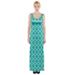 Turquoise quatrefoil pattern Maxi Thigh Split Dress