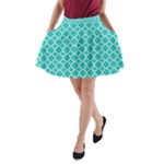 Turquoise quatrefoil pattern A-Line Pocket Skirt