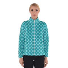 Turquoise Quatrefoil Pattern Winter Jacket by Zandiepants