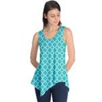 Turquoise quatrefoil pattern Sleeveless Tunic