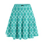 Turquoise quatrefoil pattern High Waist Skirt