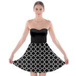 Black White Quatrefoil Classic Pattern Strapless Dresses