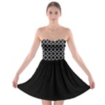 Black White Quatrefoil Classic Pattern Strapless Dresses