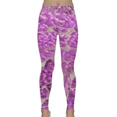 Festive Chic Pink Glitter Stone Yoga Leggings by yoursparklingshop